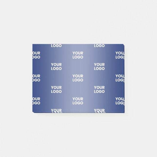 Repeating Business Logo | Navy Blue Gradient Post-it Notes (Front)