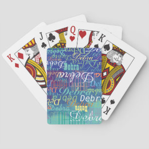 Repeating Colour Names all over watercolor blue Playing Cards