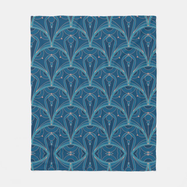 Repeating geometric Art Deco pattern Fleece Blanket (Front)