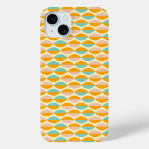 Repeating geometric pattern in beige background iPhone 15 mini case