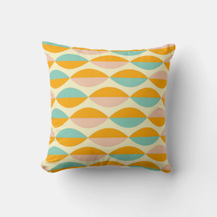 Repeating geometric pattern in beige background throw pillow