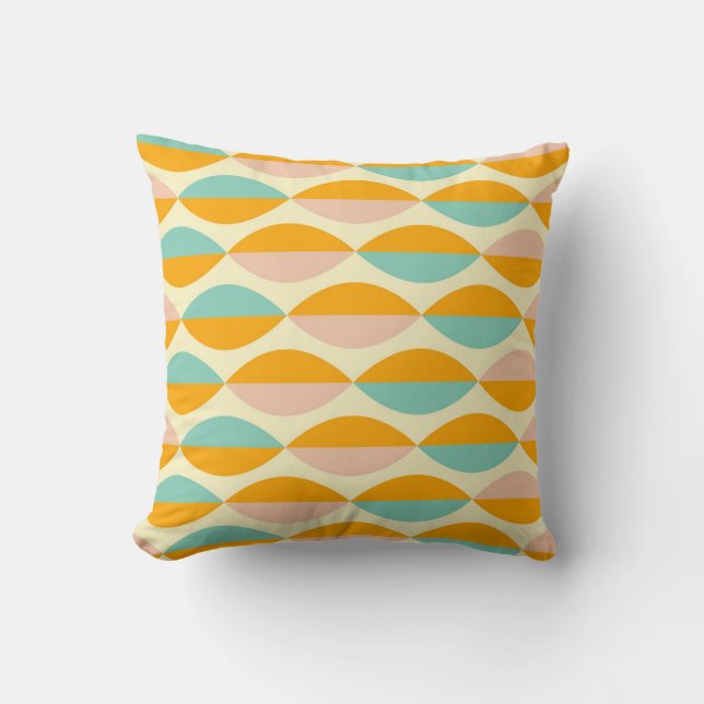 Repeating geometric pattern in beige background throw pillow (Front)