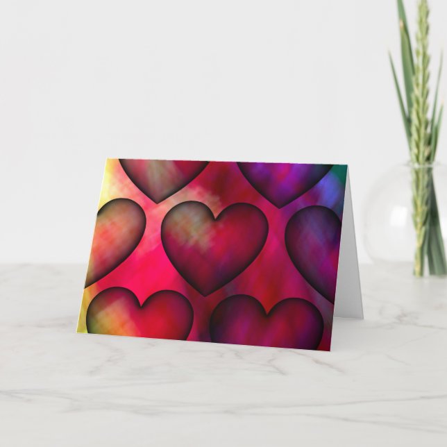 Repeating Heart On "Auburn" Abstract Holiday Card (Front)