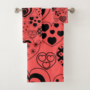 Repeating Hearts Bath Towel Set