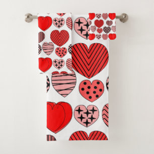 Repeating Hearts Bath Towel Set