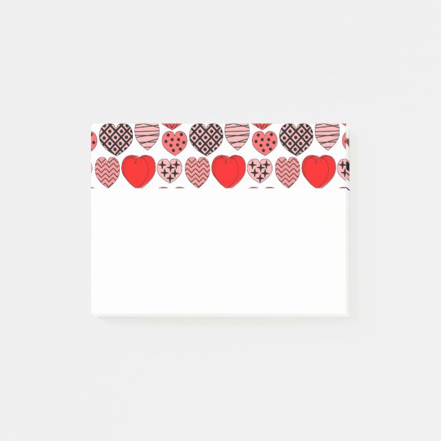 Repeating Hearts Post-it Notes (Front)