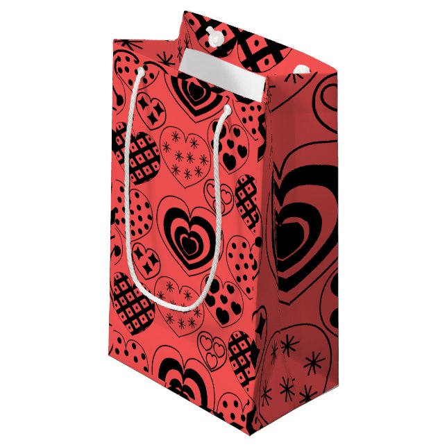 Repeating Hearts Small Gift Bag (Front Angled)