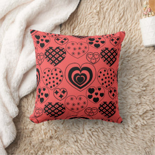 Repeating Hearts Throw Pillow