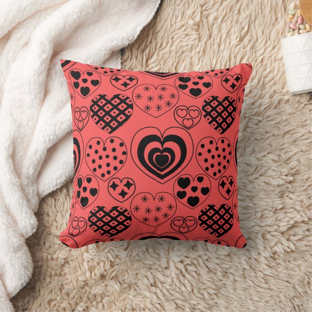 Repeating Hearts Throw Pillow (Blanket)