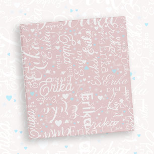 Repeating Her Name & Cute Hearts Dusty Rose Binder