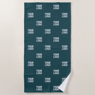 Repeating Image, Design or Logo   Dark Blue Green Beach Towel