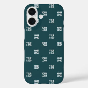 Repeating Image, Design or Logo   Dark Blue Green iPhone 16 Case