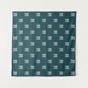 Repeating Image, Design or Logo Dark Blue Green Tapestry