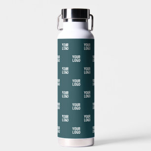 Repeating Image, Design or Logo   Dark Blue Green Water Bottle