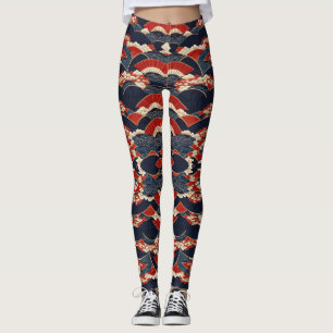 Repeating Japanese Kimono Pattern Leggings