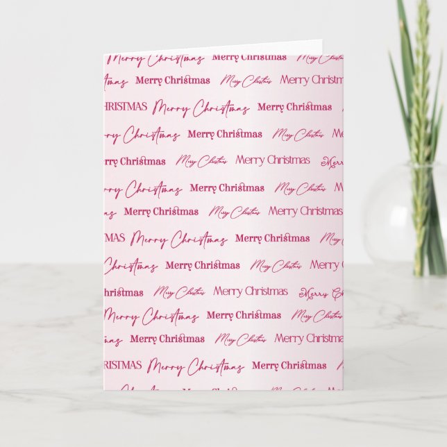 Repeating Merry Christmas Lettering Pattern Card (Front)
