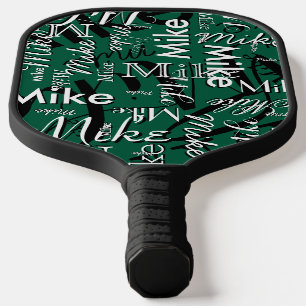 Repeating Name All Over Hunter-Green Pickleball Paddle