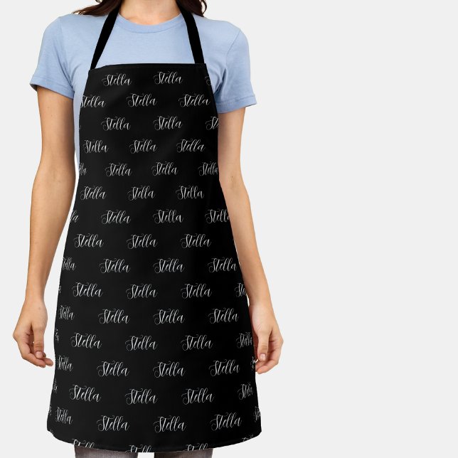 Repeating Name allover Black Apron (Creator Uploaded)
