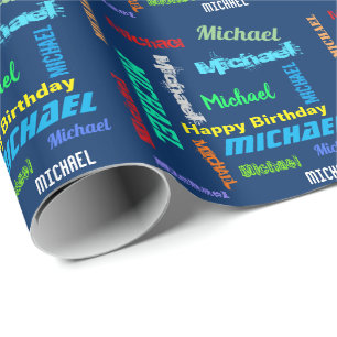 Repeating NAME Happy Birthday Gift Wrapping Paper
