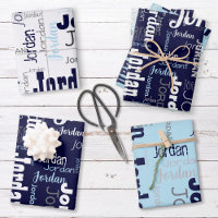Repeating Name Navy Blue White Grey