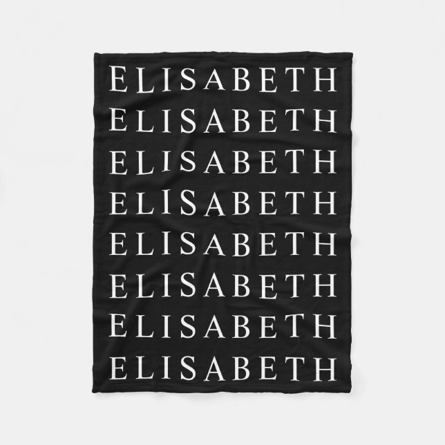 Repeating Name or Word Pattern Black & White Fleece Blanket (Front)