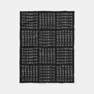 Repeating Name or Word Pattern Black & White Fleece Blanket