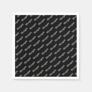 Repeating Name or Word Pattern Black & White Napkin