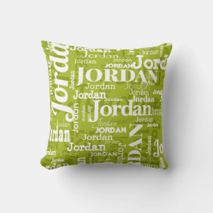 Repeating Name Pattern Chartreuse Modern Custom Throw Pillow