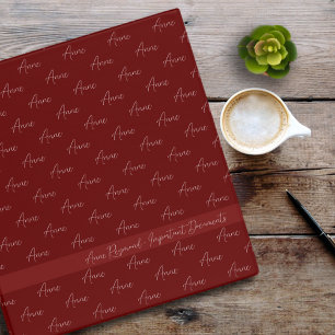 Repeating Name Pattern Dark-Red Important Docs Binder