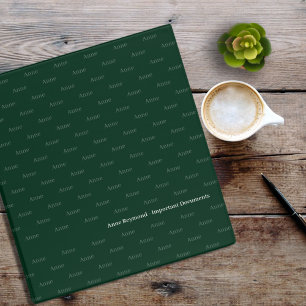 Repeating Name Pattern Green Important Docs Binder