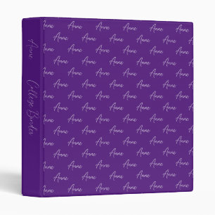 Repeating Name Pattern Purple College Binder