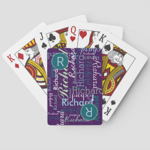 Repeating Name Personalized on Purple Playing Cards