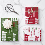 Repeating Name Personalized Three Colour Set Wrapp Wrapping Paper Sheet<br><div class="desc">Wrap your gifts with their own name with this Christmas repeating name personalized wrapping paper set of red,  white,  and green wrapping paper sheets!  Your recipient will be so excited to see their name on their own wrapping paper with name graffiti!</div>