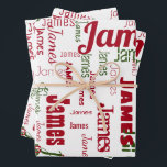 Repeating Name Personalized White Red Green Wrapping Paper Sheet<br><div class="desc">Wrap your gifts with their own name with this white Christmas repeating name personalized wrapping paper set of red,  white,  and green wrapping paper sheets!  Your recipient will be so excited to see their name on their own wrapping paper with name graffiti!</div>