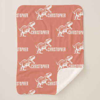 Repeating Name T-Rex Signature Raptor Rust Sherpa Blanket