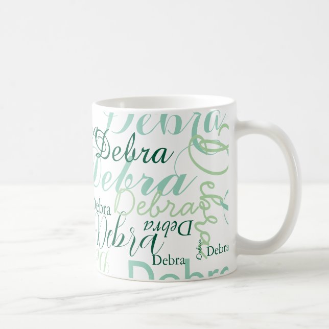 Repeating Name Typography green pattern Coffee Mug (Right)