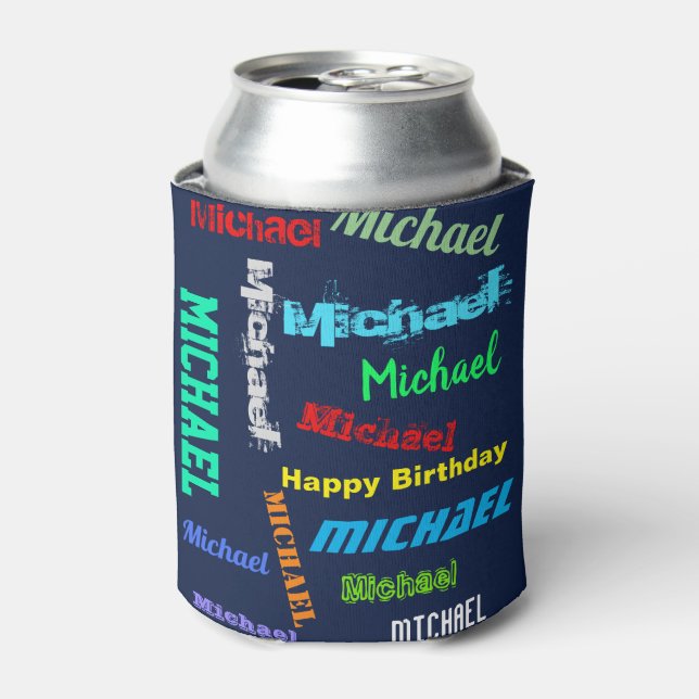 Repeating Name YOUR Custom TEXT Gift Seltzer Can C Cooler (Can Front)