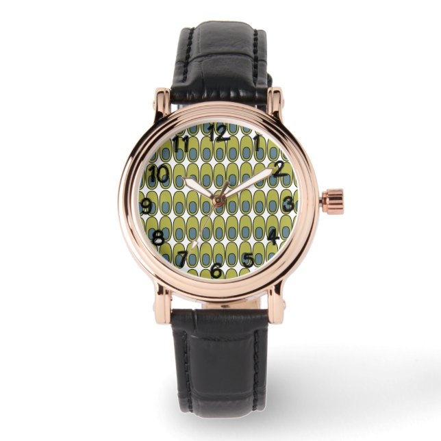 Repeating Olive Green and Grey Ovals Watch (Front)