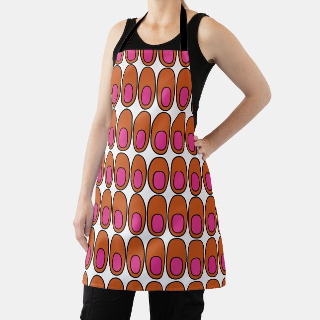 Repeating Orange and Pink Ovals Apron (Insitu)