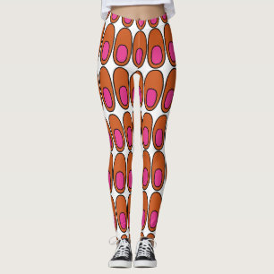 Repeating Orange and Pink Ovals Leggings
