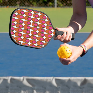 Repeating Orange and Pink Ovals Pickleball Paddle