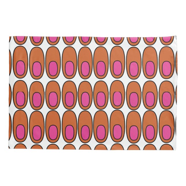 Repeating Orange and Pink Ovals Pillowcase (Back)
