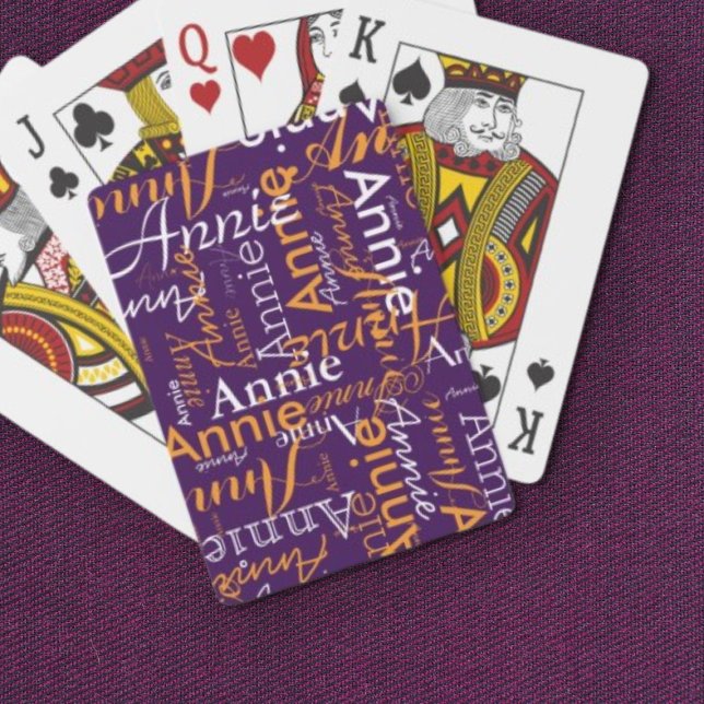 Repeating Oversized Names Pattern Purple Playing Cards (Creator Uploaded)