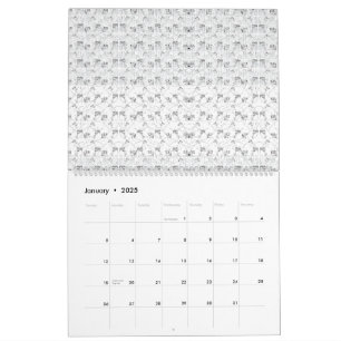 Repeating pattern of small, stylized shapes on a w calendar