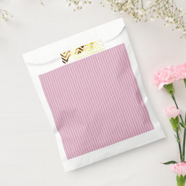 Repeating pattern of small, wavy, reddish-pink lin favour bag (Sealed)