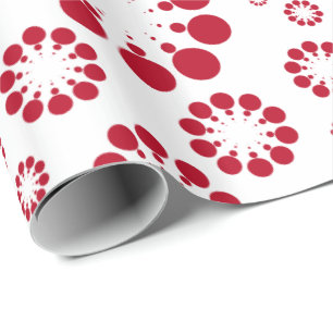 Repeating Pattern Red Flowers of Circles and Rings Wrapping Paper