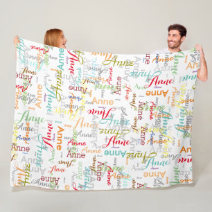 Repeating Personalized Colourful Names allover  Fleece Blanket