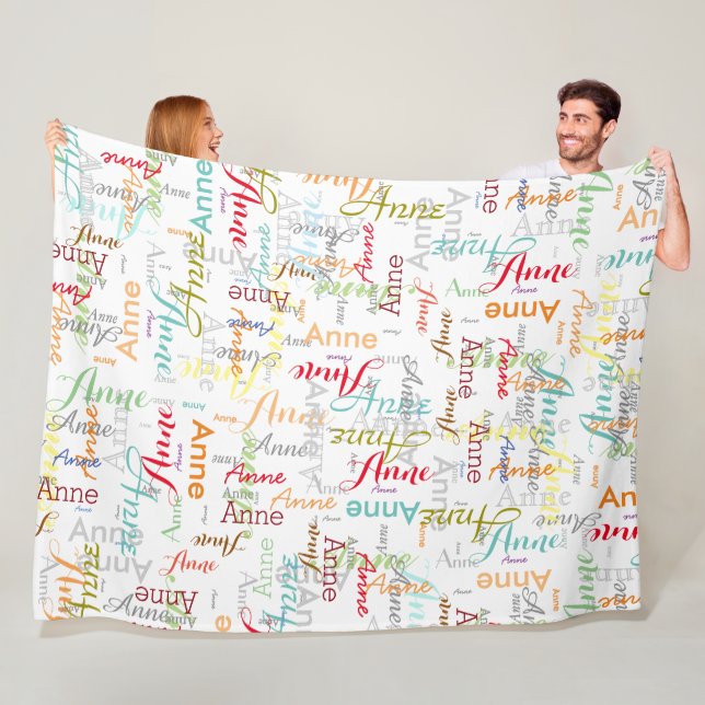 Repeating Personalized Colourful Names allover  Fleece Blanket (In Situ)