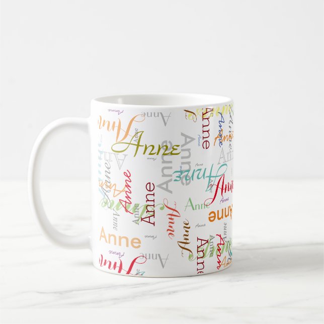 Repeating Personalized Name allover White Mug (Left)