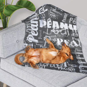 Repeating Pet Name Pattern Dark Grey White Modern Fleece Blanket